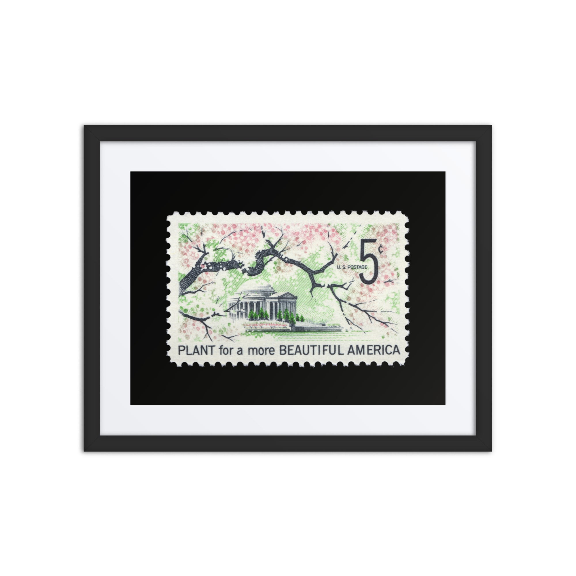 US Stamp #1318 - Plant for a more Beautiful America - Framed + Matted Print