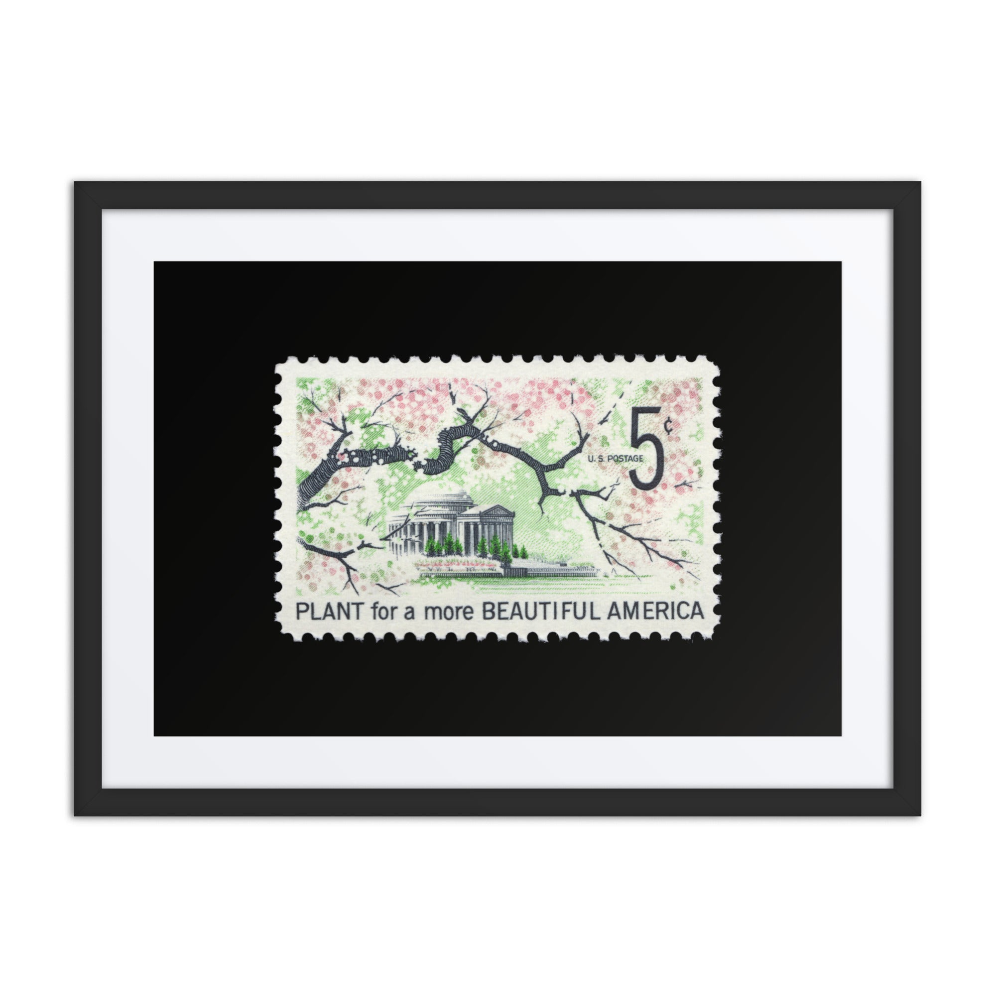 US Stamp #1318 - Plant for a more Beautiful America - Framed + Matted Print