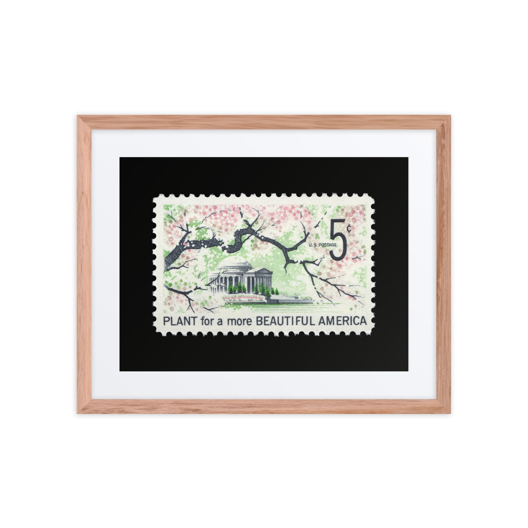 US Stamp #1318 - Plant for a more Beautiful America - Framed + Matted Print