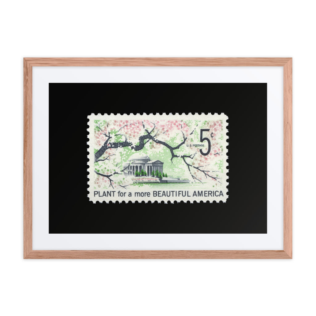 US Stamp #1318 - Plant for a more Beautiful America - Framed + Matted Print