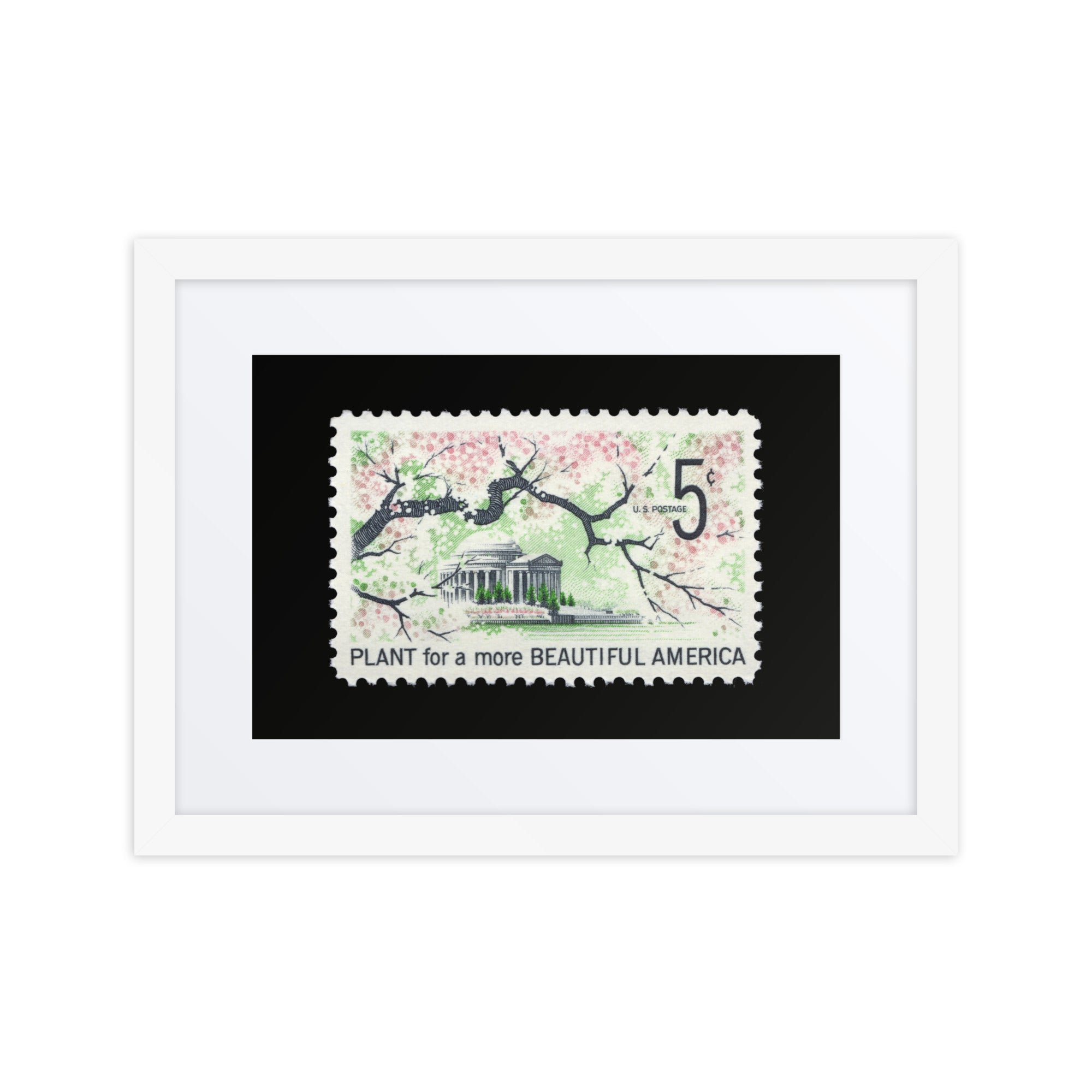 US Stamp #1318 - Plant for a more Beautiful America - Framed + Matted Print