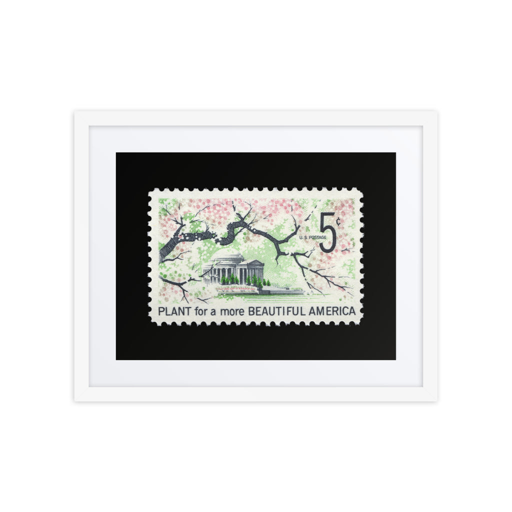 US Stamp #1318 - Plant for a more Beautiful America - Framed + Matted Print