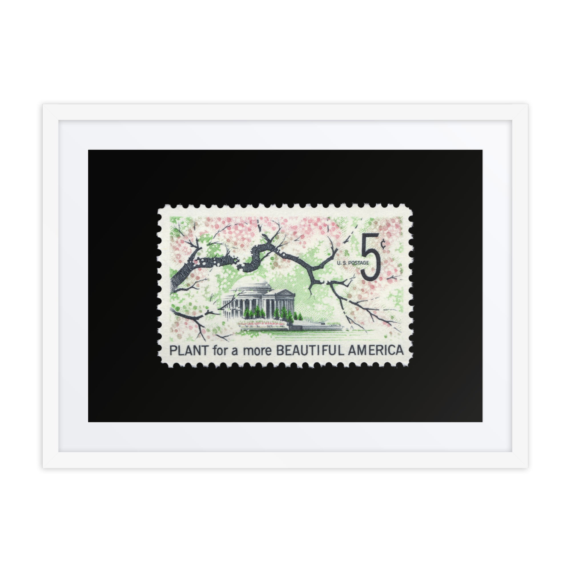 US Stamp #1318 - Plant for a more Beautiful America - Framed + Matted Print