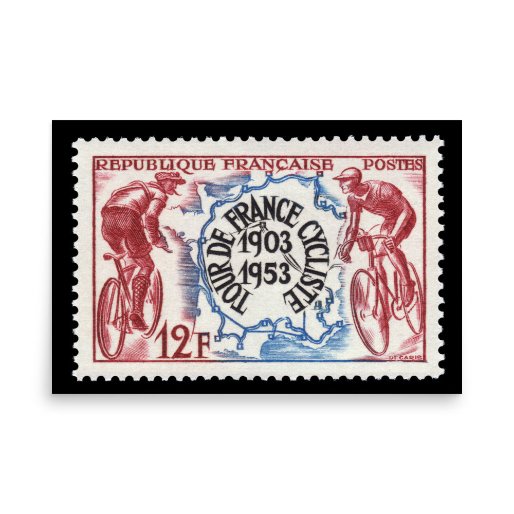 France Stamp #693 - 1953 - Tour de France (Poster Print)